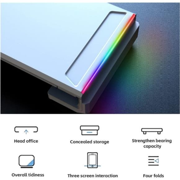 Monitor Stand RGB Adjustable Length Collapsible Monitor Stand w/ Led Light Strip - Picture 5 of 6